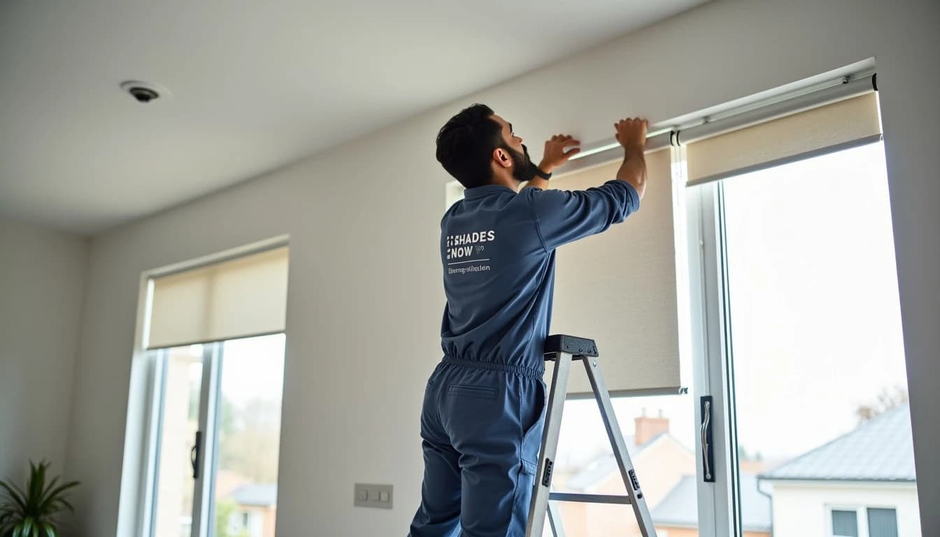 ShadesNow expert installing roller shades